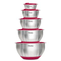Viking Culinary Stainless Steel Mixing Bowl Set 10 piece Non-slip Silicone Base Includes Airtight Lids Dishwasher Safe Red