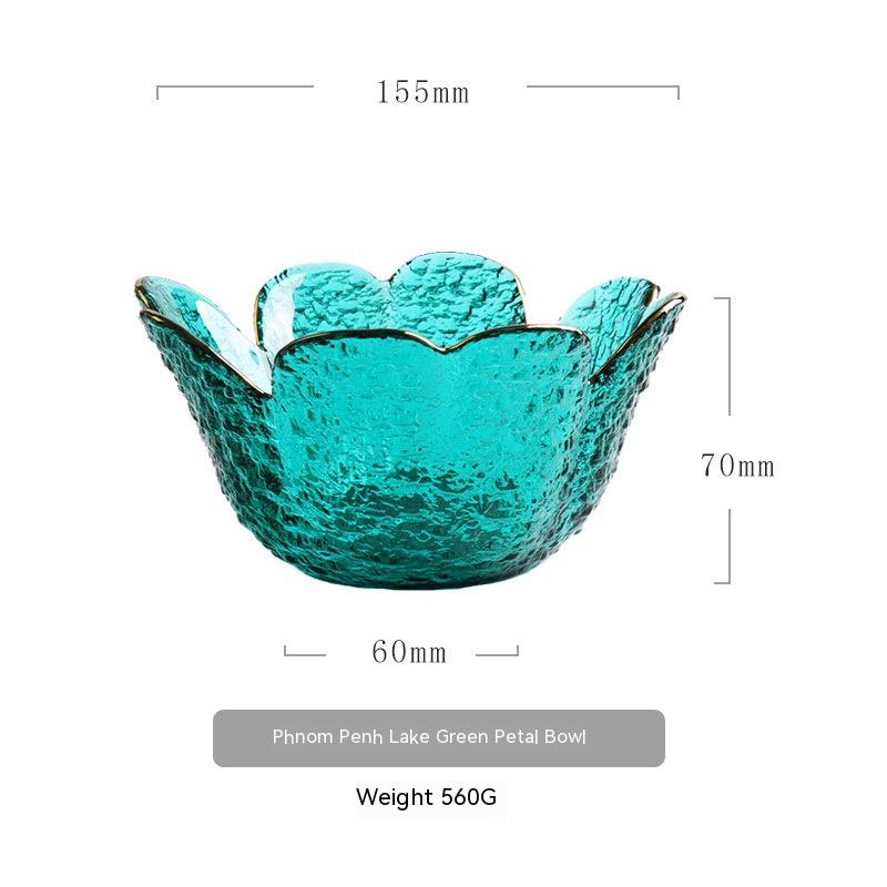 Japanese Hammered Petal Glass Bowl Plate Set