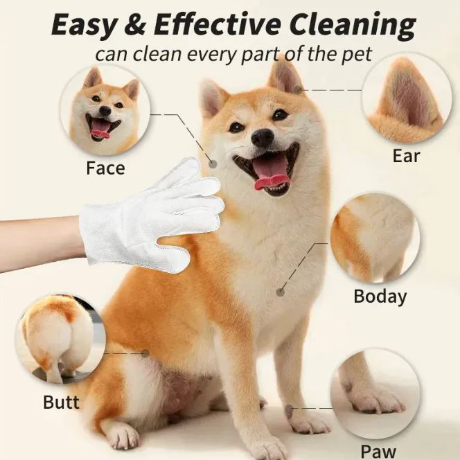 Pet Cleaning Gloves & Grooming Wipes