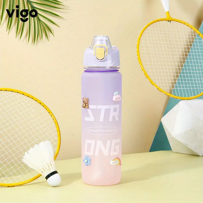 Gradient Color Large Capacity Water Bottle with Straw