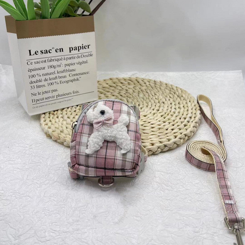 Teddy Bear Pet Backpack-Style Harness with Traction Rope
