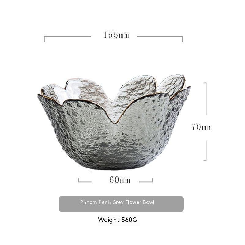 Japanese Hammered Petal Glass Bowl Plate Set