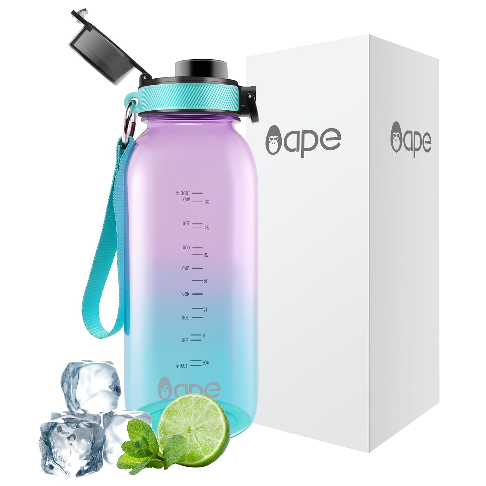 APE Sport Water Bottle 900 ml/30 oz Tritan Material BPA-Free Wide M...