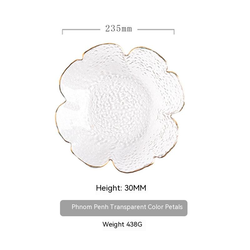 Japanese Hammered Petal Glass Bowl Plate Set