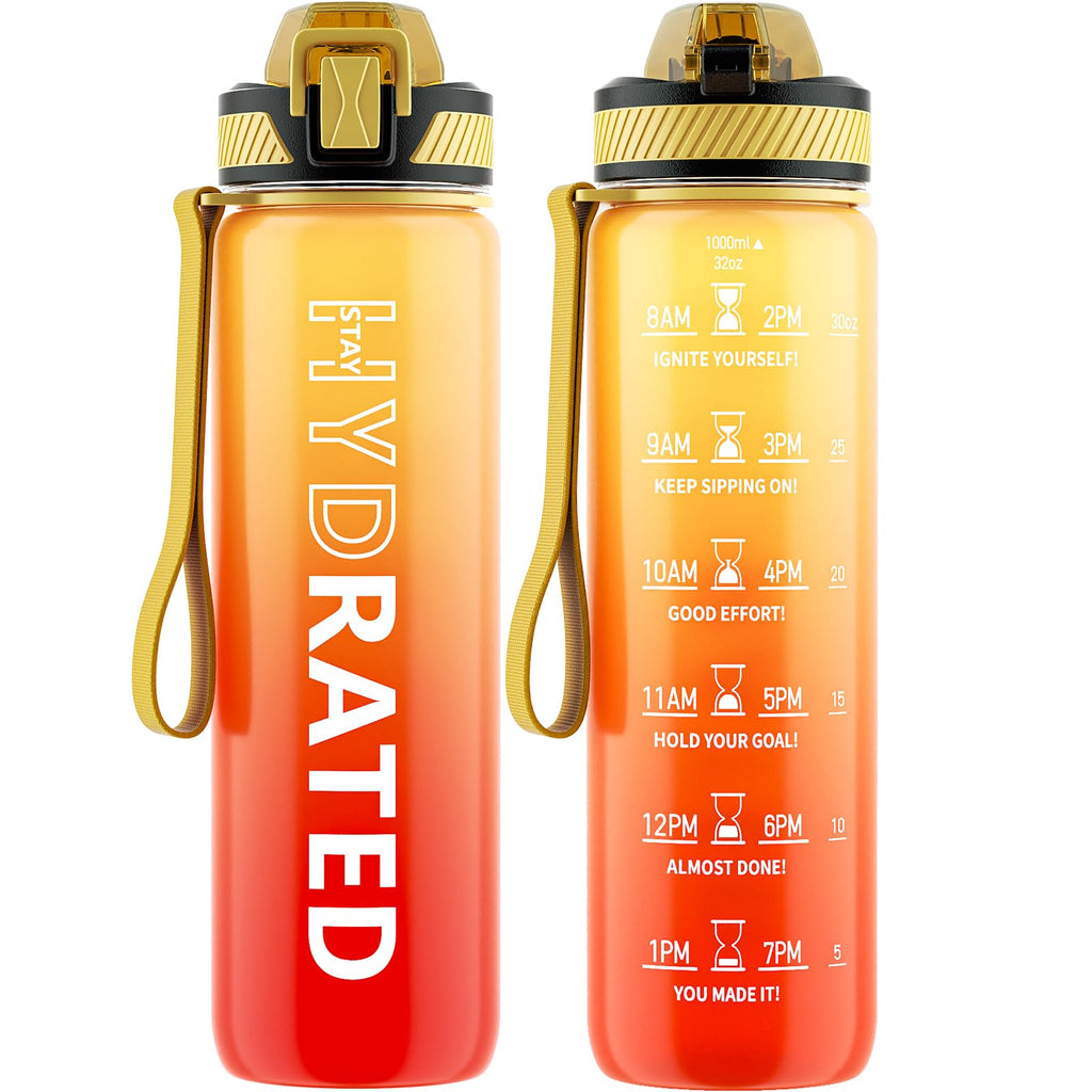 QLUR Water Bottle with Straw 32oz Motivational Water Bottles with T...