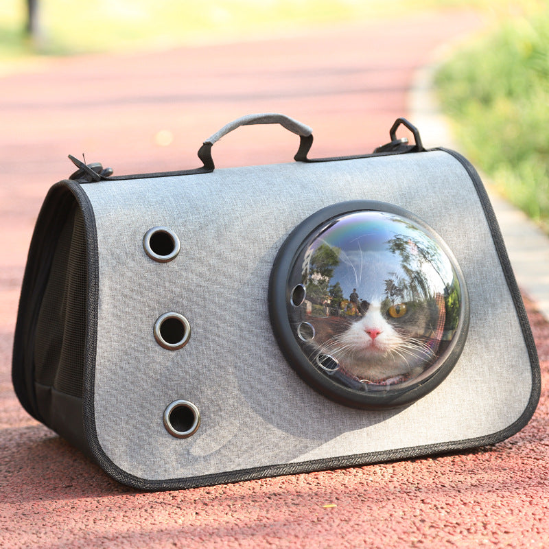 Foldable Linen Pet Backpack with Breathable Mesh