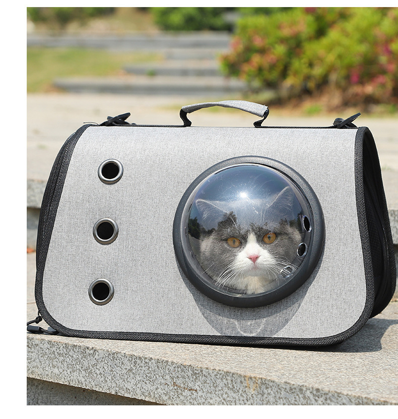 Foldable Linen Pet Backpack with Breathable Mesh