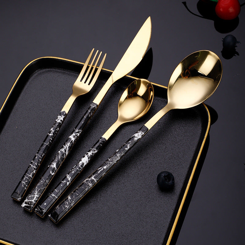 Plastic Handle Knife, Fork, Spoon - Simple Tableware