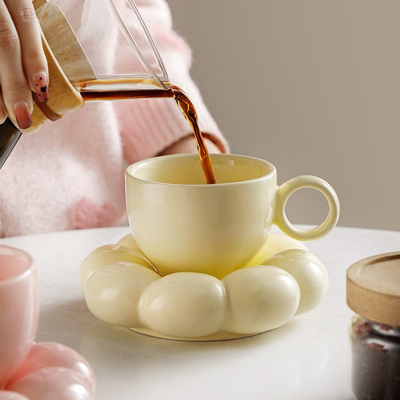 Cute Cloud Ceramic Mug and Decorative Plate Set
