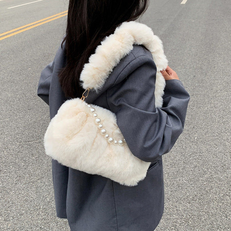 Pearl Pleated Shoulder Bag for Women's Fashion