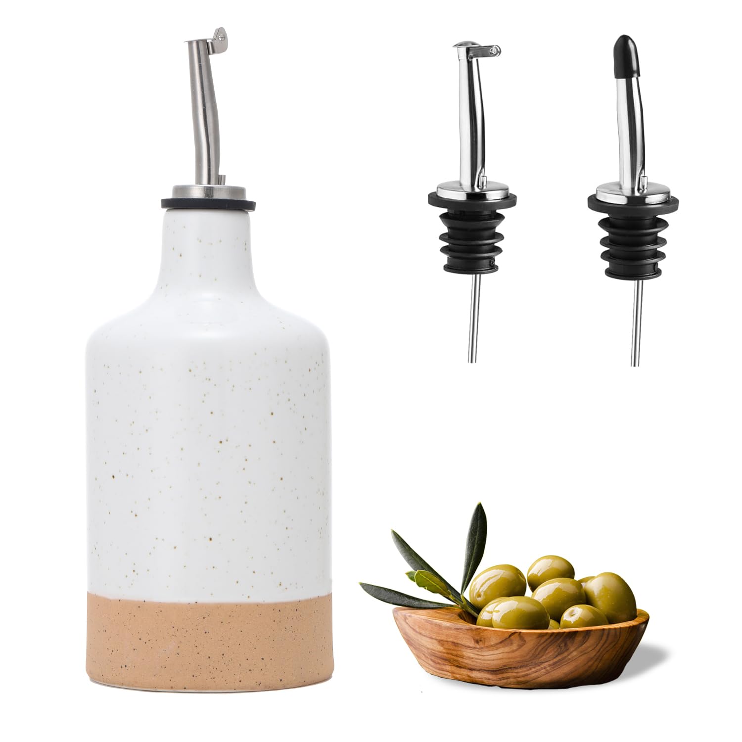 HOMCDALY Ceramic Olive Oil Dispenser Bottle Oil Dispenser for Kitchen 16oz Oil Bottle for