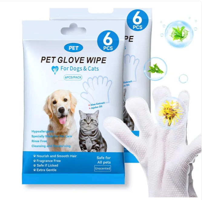Pet Cleaning Gloves & Grooming Wipes