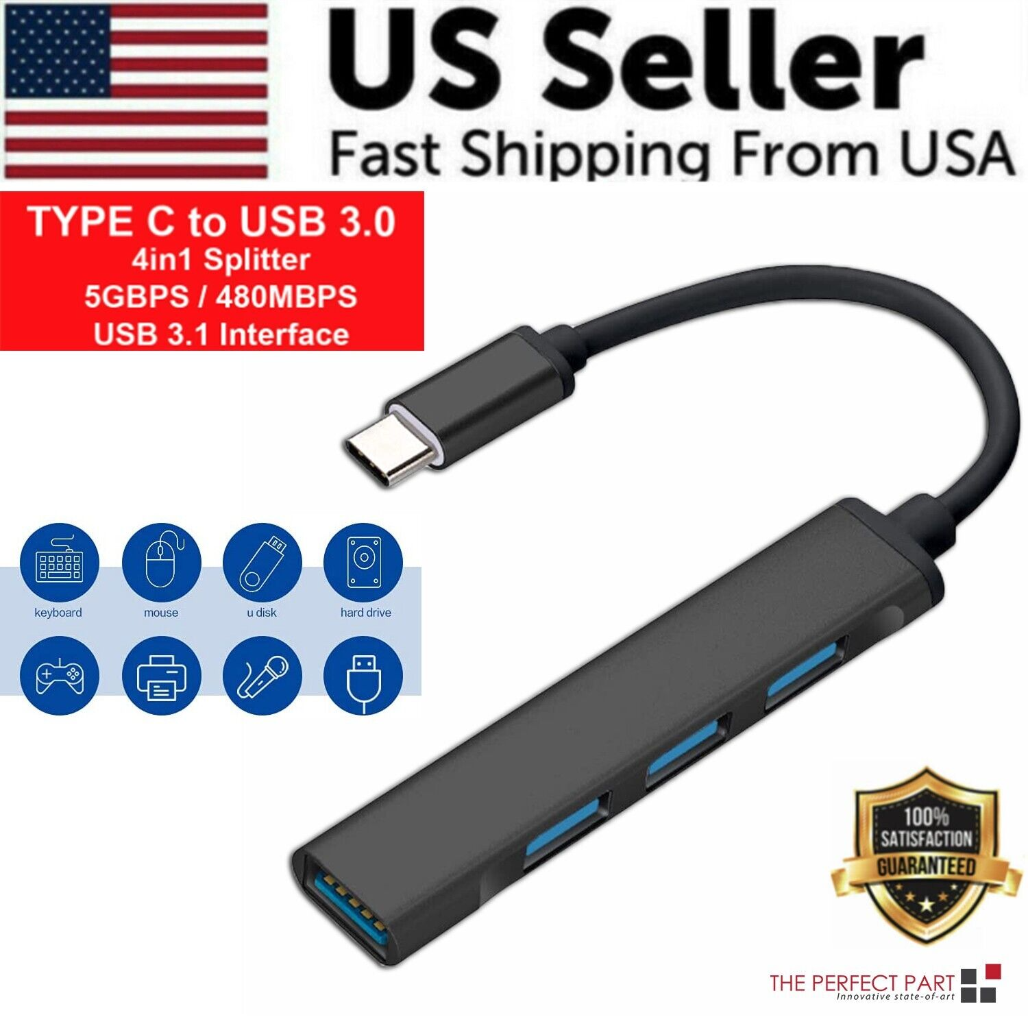 Multiport USB-C Hub Type C To USB 3.0 4K HDMI Adapter for Macbook Pro / Air USA