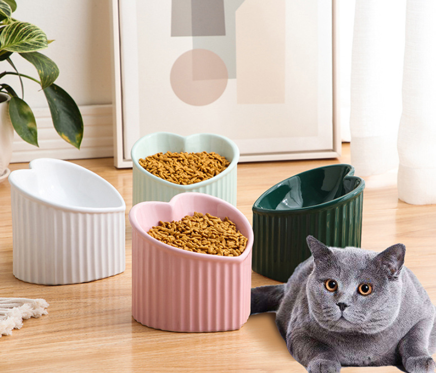 Slanted Ceramic Cat Bowl