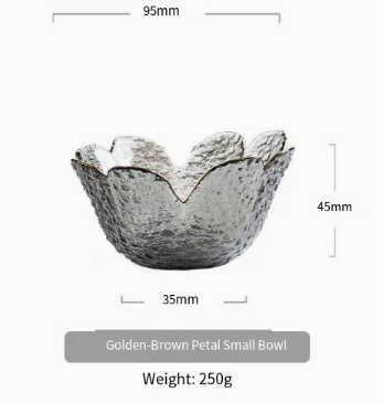 Japanese Hammered Petal Glass Bowl Plate Set