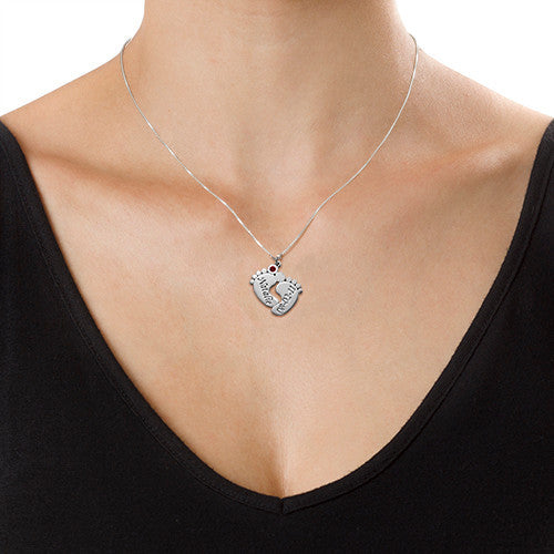 S925 Custom Infinity Name Necklace with Footprint Pendant
