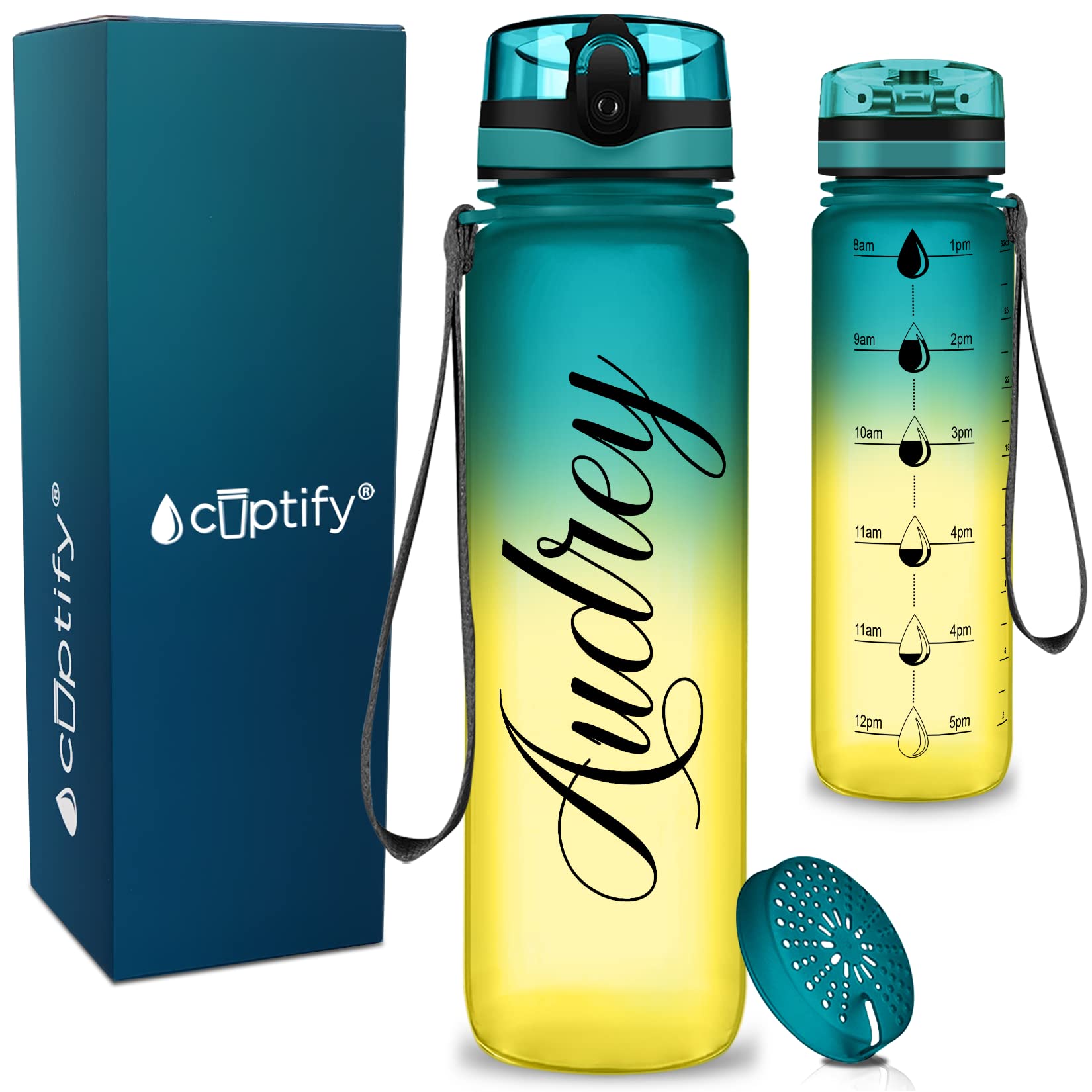 Cuptify Personalized Water Bottle Tropical Ombre 32 oz Motivational...